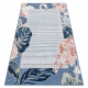 DISTIN 0845A weiß / marineblau / blau moderner Teppich - Abstraktion, Rahmen, Vintage, Fransen