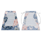 DISTIN 0845A bianco / blu navy / blu tappeto moderno - Astrazione, cornice, vintage, frange