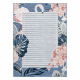 DISTIN 0845A weiß / marineblau / blau moderner Teppich - Abstraktion, Rahmen, Vintage, Fransen