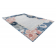 DISTIN 0845A bianco / blu navy / blu tappeto moderno - Astrazione, cornice, vintage, frange