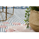 DISTIN 0845A bianco / blu navy / blu tappeto moderno - Astrazione, cornice, vintage, frange