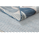 DISTIN 0845A bianco / blu navy / blu tappeto moderno - Astrazione, cornice, vintage, frange
