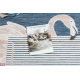 DISTIN 0845A white / navy blue / blue modern carpet - Abstraction, frame, vintage, fringes