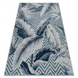 Tapis moderne DISTIN 0849A bleu marine / bleu / blanc - Vagues, vintage, franges