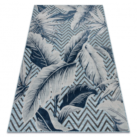 DISTIN 0849A azul marino / azul / blanca alfombra moderna - Olas, vintage, flecos