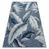 Tapis Structurel BOTANIC 65242 Plumes, zigzag, tissé à plat sur balcon, terrasse - bleu foncé