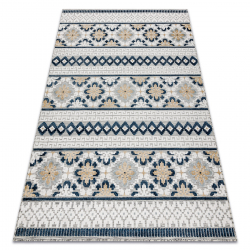 Dywan wełniany NAIN Ornament, vintage 7708/51611 niebieski / pomarańczowy