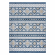 Teppich Strukturell BOTANIC 65252 Boho, flach gewebt für Balkon, Terrasse - dunkelblau