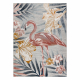 Matto Rakenne BOTANIC 65263 Flamingo, kukat litteä kudottu parvekkeella, terassi - harmaa