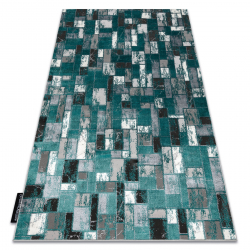 Moderna DE LUXE preproga 6768 Geometrija - strukturno zelena / antracit