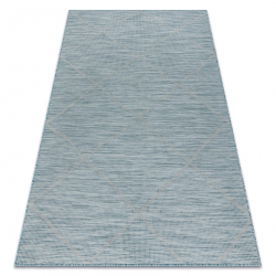 Fonott sizal szőnyeg PATIO 3075 Gyémánt lapos szövött - aqua kék
