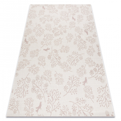 Carpet FLAT 48774/526 Leaves Birds - cream pink