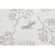 Килим шнуровий SIZAL FLAT 48774/367 листя пташки кремовий сірий