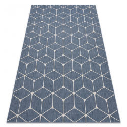 Sisal tapijt SISAL FLAT 48721/591 BLOKJES 3D blauw