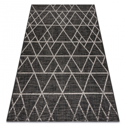 Alfombra de cuerda sisal FLOORLUX 20508 negro/plateado Triángulos