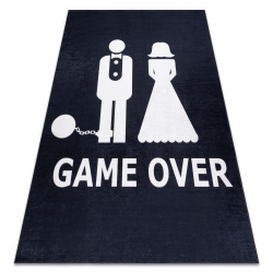Pratelný koberec BAMBINO 2104 'Game over' svatba, rozlučka se svobodou, protiskluz - černý