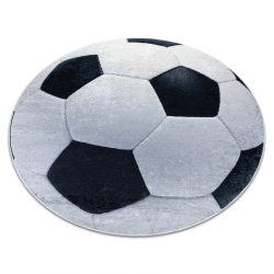 BAMBINO 2139 umývací okrúhly koberec - Futbal pre deti protišmykový - čierna / bílá