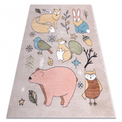 Carpet FUN Forester for children, animals, forest beige