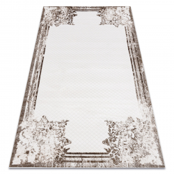 Tæppe ACRYL VALS 039 Blomster ramme elfenben / mørk beige