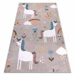 Carpet FUN Sweety for children, unicorn, rainbow beige