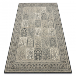 Alfombra de lana ANTIGUA 518 74 KD900 OSTA - Flores, estructura, tejido plano beige / negro