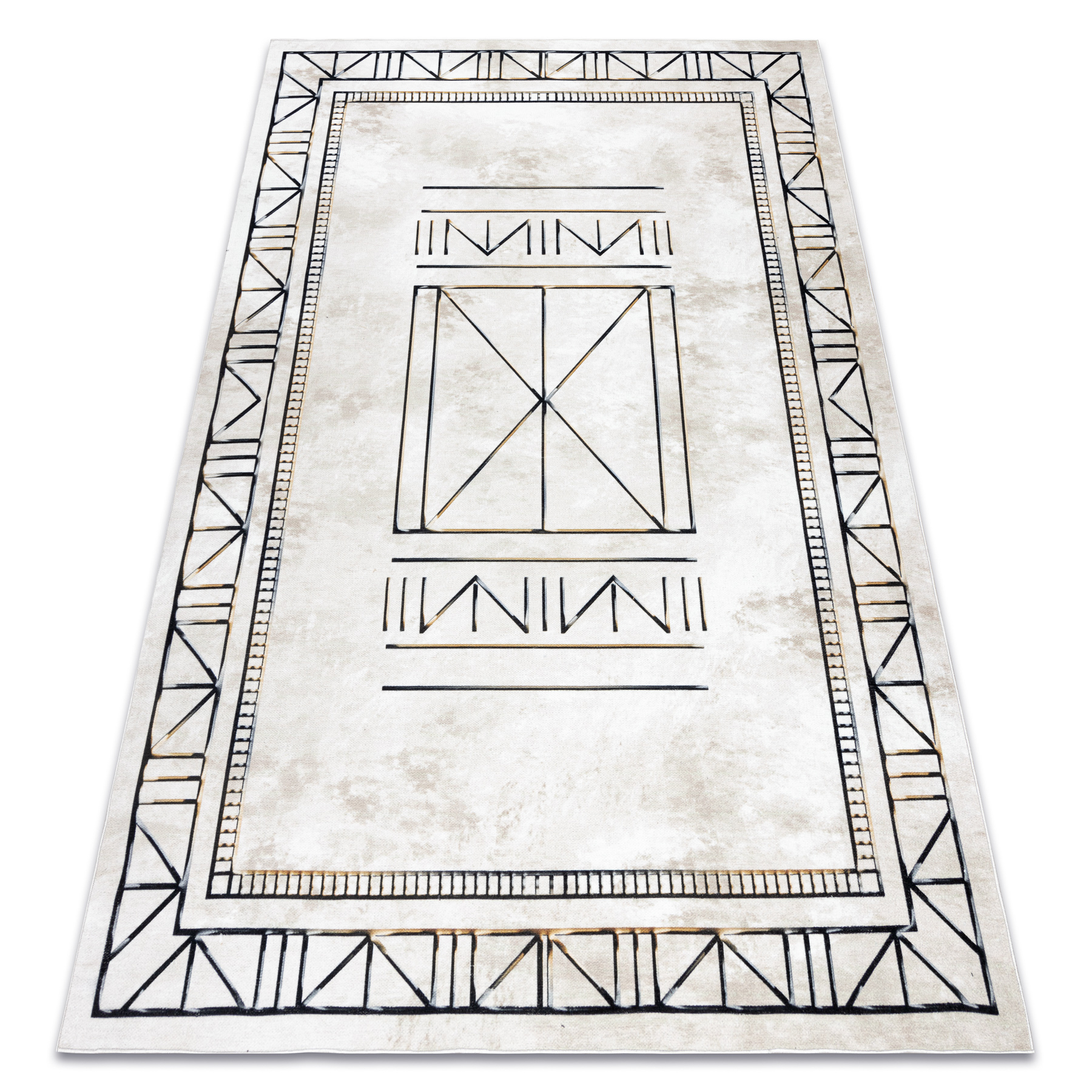 ANTIKA alfombra 125 tek, marco moderno, griego lavable - beige / gris -  Alfombras modernas