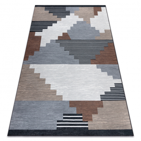 ANTIKA 126 tek teppe, moderne geometriske vaskbar - beige / grå 