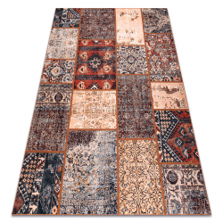 ANTIKA ancient rust Teppich, modernes Patchwork, griechisch waschbar - Terrakotta