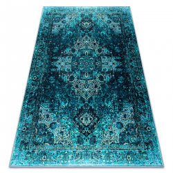 ANTIKA tapijt ancret azure, modern ornament, wasbaar - blauw