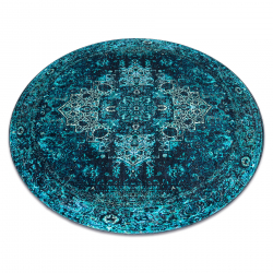 ANTIKA kilimas apskritimo ancret azure, modernus ornamentas, plaunamas - mėlyna