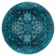 ANTIKA Teppich Kreis Ancret azure, modernes Ornament, waschbar - blau
