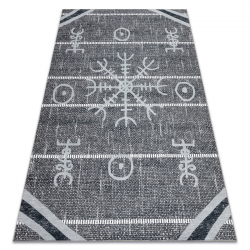 ANTIKA Teppich 118 tek, modernes Aztekisch, waschbar - grau 