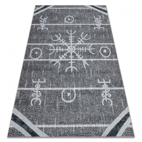 ANTIKA alfombra 118 tek, azteca, lavable - gris 