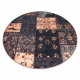 Koberec ANTIKA ancient chocolate okrúhly, moderný patchwork, grécky umývateľný - čierny / terakota