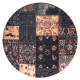 ANTIKA alfombra ancient chocolate circulo, patchwork moderno, griego lavable - negro / terracota