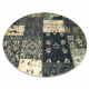 Tapis ANTIKA ancient olive cercle, patchwork moderne, lavable grec - verte