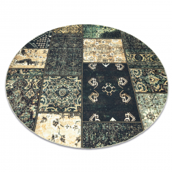 ANTIKA Tappeto ancient olive cerchio, patchwork moderno, greco lavabile - verde 