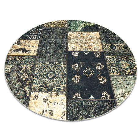 ANTIKA ancient olive tepih krug, moderni patchwork, grčki perivi - zelena
