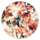 Koberec ANTIKA 24 tek okrúhly, moderný kvetiny, listy umývateľný - terakota