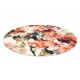 ANTIKA alfombra 24 tek circulo, moderno flores, hojas lavable - terracota