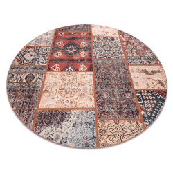 Koberec ANTIKA ancient rust okrúhly, moderný patchwork, grécky umývateľný - terakota