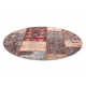 ANTIKA ancient rust carpet circle, modern patchwork, Greek washable - terracotta