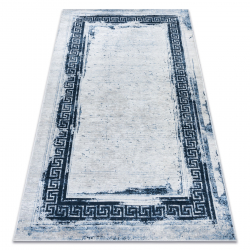 Wool Carpet SOHO 477.27.LA500 OSTA - Rhombus, frame geometric natural green / blue
