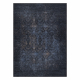 Килим, що миється ANDRE 1058 Орнамент, vintage нековзкий - чорний / блакитний
