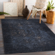 ANDRE 1058 umývací koberec Ornament, protišmykový - čierna / modrý 