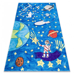 BAMBINO 2265 pralna preproga Vesolje, raketa za otroke protizdrsna - plava