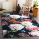 ANDRE 1629 umývací koberec kvety vintage protišmykový - čierna / ružový 