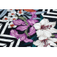 Alfombra lavable ANDRE 2300 flores zigzag antideslizante - negro / blanco