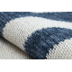 Carpet TWIN 22990 Frame, cotton, double-sided, Ecological fringes - navy blue / cream