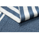 Koberec TWIN 22990 Vzor rámu, bavlna, oboustranný, Ekologické třásně - tmavě modrý / krémová